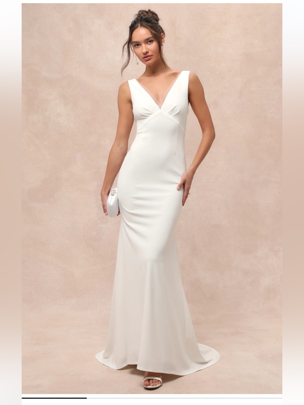 Lulus-Captivating Promise White Sleeveless Mermaid Maxi dress (s)